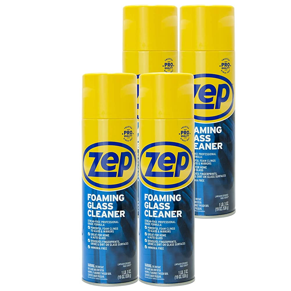 Zep Foaming Glass Cleaner, 19 oz (Case of 4), StreakFree, Commercial