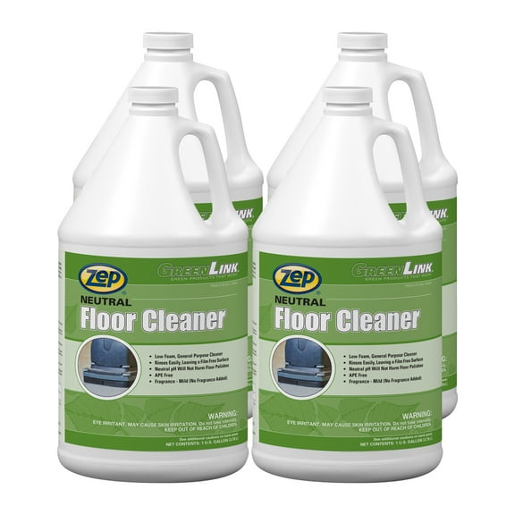 Zep GreenLink Neutral Floor Cleaner - 1 Gal (Case of 4) - 191423 - Low Foam, General Purpose Cleaner, Rinses Easily, Leaving a Film Free Surface