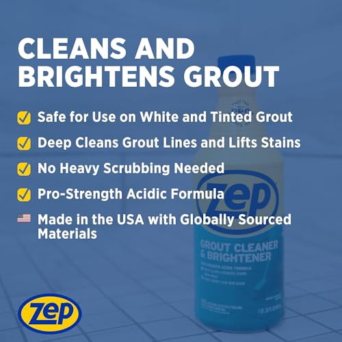 Zep Grout Cleaner and Brightener - 32 oz (Case of 12) ZU104632 - Make Grout Look New Again, Just Like Magic