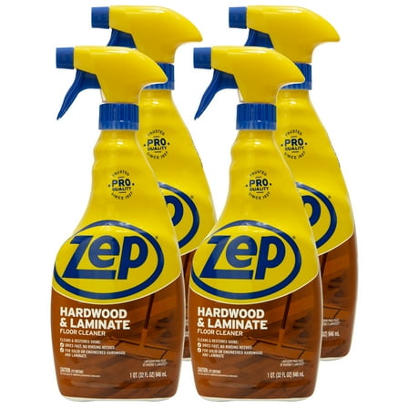 Zep Hardwood & Laminate Floor Cleaner - 32 oz. (Case of 4) ZUHLF324 - Cleans Finished Wood And Laminate Floors With A Quick-Drying, No-Rinse Formula