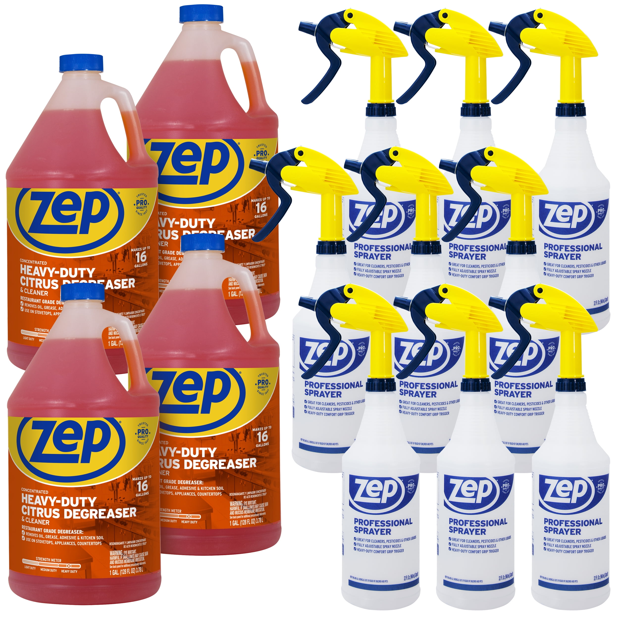 Zep HeavyDuty Citrus Degreaser 1 Gal (Case of 4) and Cleaner Concentrate and Zep Professional