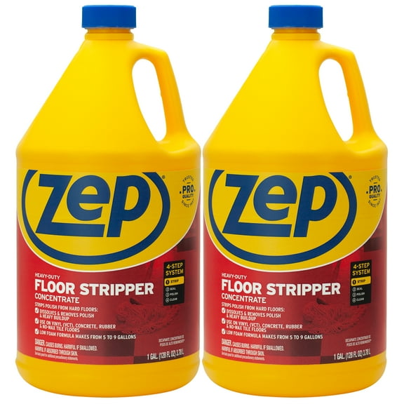 Zep Heavy-Duty Floor Stripper Concentrate – 1 Gallon (Case of 2) ECZULFFS1282 – Low-Foaming Formula Removes Finish, Polish, and Heavy Buildup on Flooring