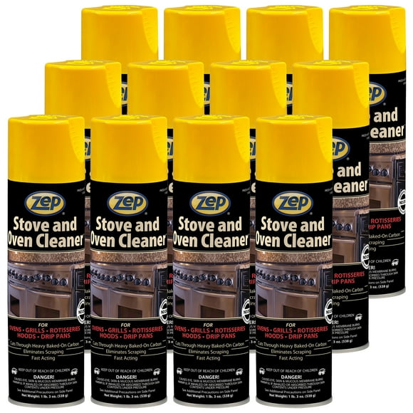 Zep Heavy-Duty Foaming Oven and Stove Cleaner - 19 oz (Case of 12) 27101 - Commercial Strength, Clings to sides, Hoods, and Racks