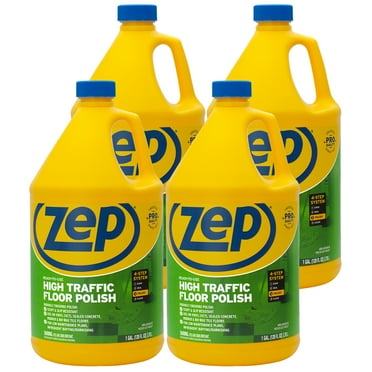Zep High Traffic Floor Polish - 1 Gal (Case of 4) ZUHTFF128 - Scuff and Slip Resistant Durable Floor Finishing Polish for Vinyl (VCT), Sealed Concrete, Rubber, Tile, and Terrazzo Floors