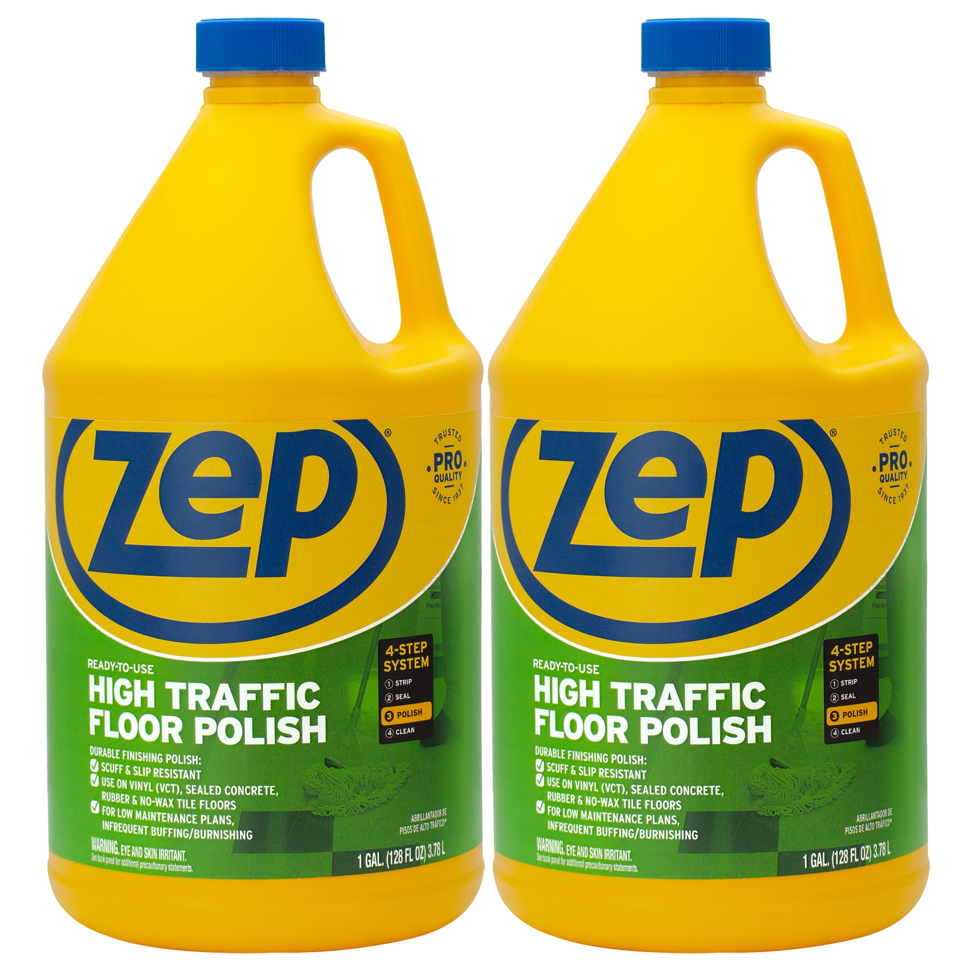 Zep Ready-To-Use High Traffic Floor Polish - 1 Gallon (Case of 2) ECZUHTFF1282 - Scuff & Slip Resistant