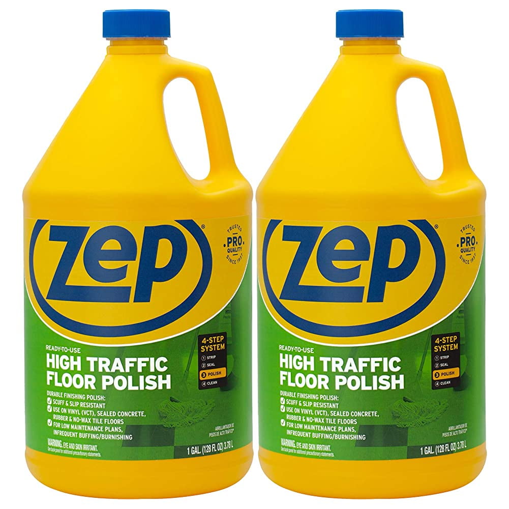 Zep High Traffic Floor Polish 1 Gal Case Of 2 Zuhtff128 Highly Durable Commercial Grade Protection Com