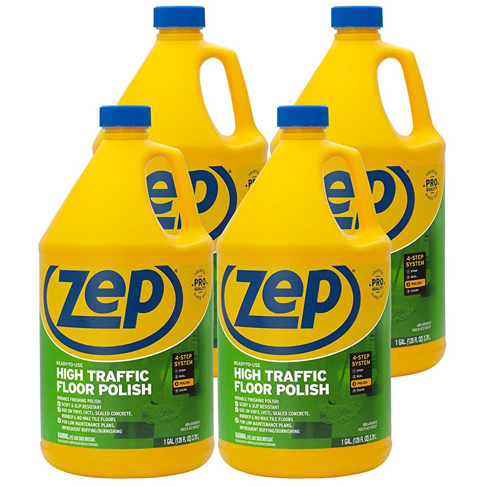 Zep High Traffic Floor Polish - 1 Gal (Case of 4)  - ZUHTFF128 - Highly Durable, Commercial Grade Protection - image 1 of 10