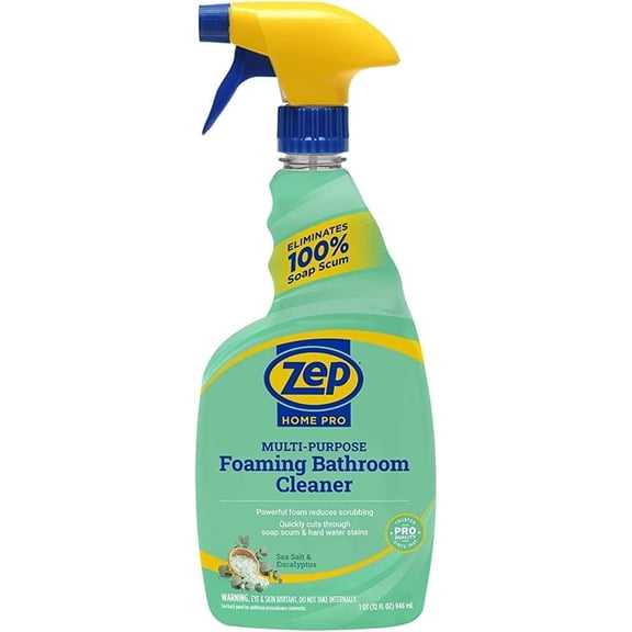 Zep Home Pro Multi-Purpose Foaming Bathroom Cleaner - 32 Fl. Oz. - R53106 - Pro Trusted Cleaning Power: Now in Refreshing Scents and Family Friendly Formulas (1)