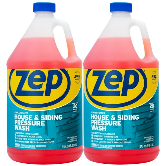 Zep Concentrated House & Siding Pressure Wash Cleaner – 1 Gallon (Case of 2) ECZUVWS1282 – Removes Dirt & Mildew Stains