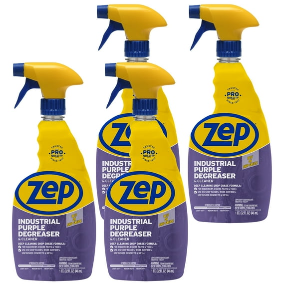 (4 pack) Zep Industrial Purple Cleaner And Degreaser Concentrate - 32 oz. (Case of 4) R423104 - Powerful Deep Cleaner For aGarages, Engines, and Concrete