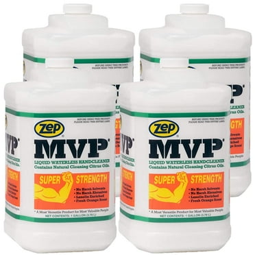 Zep MVP Waterless Hand Cleaner 128 oz (Case of 4) - Super Strength Formula Leaves Hands Feeling Good and Has A Refreshing Clean Orange Fragrance