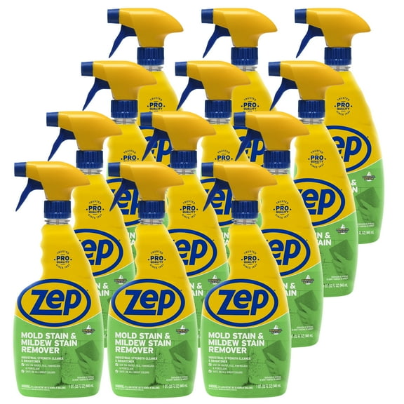 Zep Mold Stain and Mildew Stain Remover - 32 oz (Pack of 12) - ZUMILDEW32 - Experience the Power of our Professional Strength No-Scrub Formula