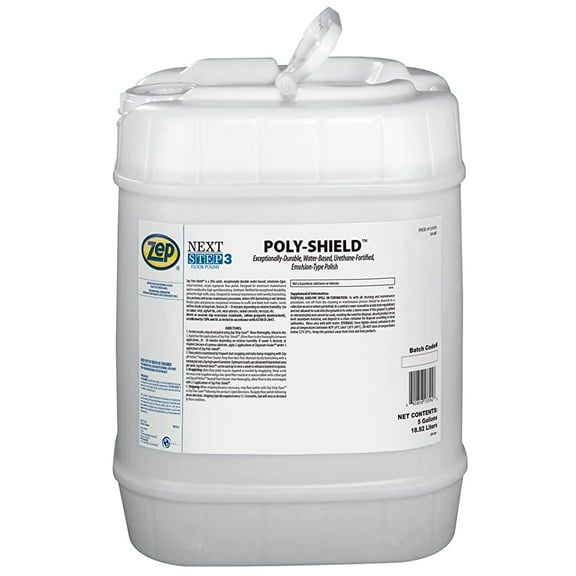 Zep Poly-Shield Floor Polish - 5 Gallon (1 Unit) 133935 - Durable, Water Based, Urethane Fortified, Use on Rubber, Vinyl, Asphalt Tile, Cork, Sealed Concrete, and Terrazzo