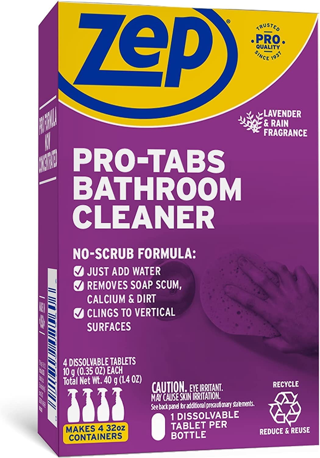 Zep ProTabs Bathroom Cleaner Dissolvable Tablets 4 Tablets Per Box