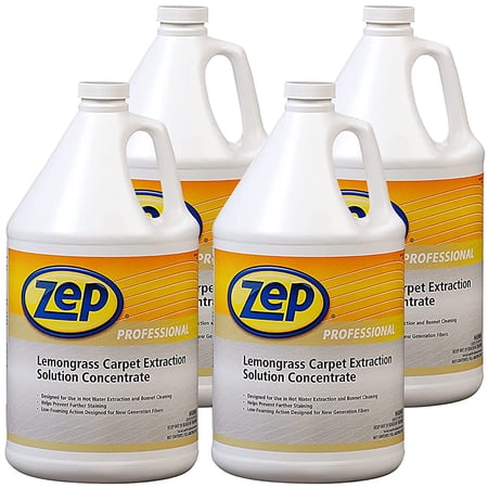 Zep Lemongrass Carpet Extraction Solution Concentrate - 1 Gallon (Case of 4) 1041398 - Helps Prevent Stains and Leave No Residue