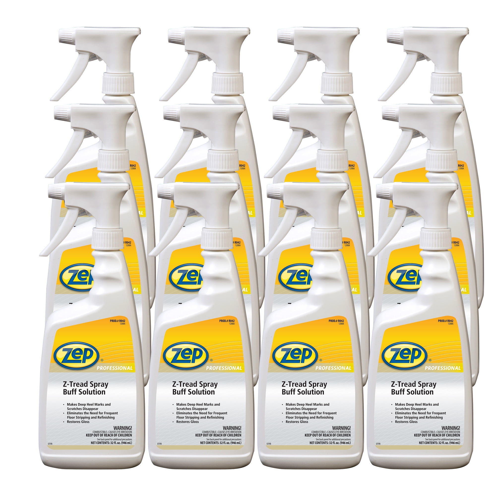 Zep Professional Z-Thread Spray Buff Solution - 32 oz (Case of 12) - 1041424 - Make Deep Heel Marks and Scratches Disappear, Restores Gloss and No Need for Frequent Stripping or Refinishing