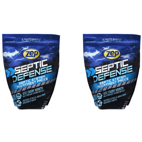 Zep Septic Defense Tank & Cesspool Treatment Packs - 12 oz (2 Pack) ECZSTP6 - Safe for all Pipes and Septic Systems