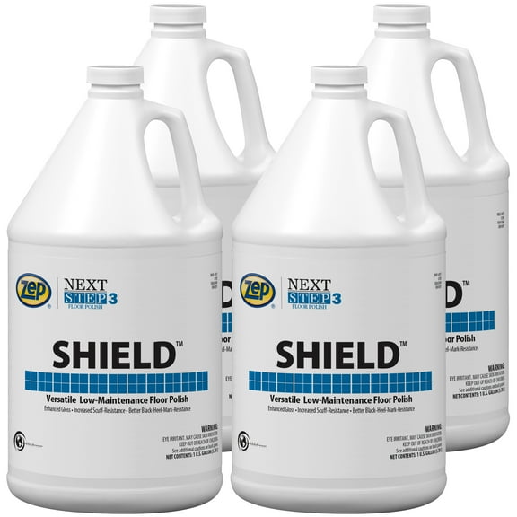 Zep Shield Floor Polish - 1 Gal (Case of 4) - 197124 - Versatile Low-Maintenance Floor Polish, Enhance Gloss, Increase Scuff-Resistance