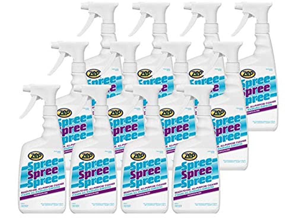 Zep Spree Ready-To-Use All-Purpose Cleaner - 1 Quart (Case of 12) - 86016 - Cleans All Washable Surfaces, Fast-Acting, Heavy-Duty Formula That Penetrates and Removes Stubborn Stains