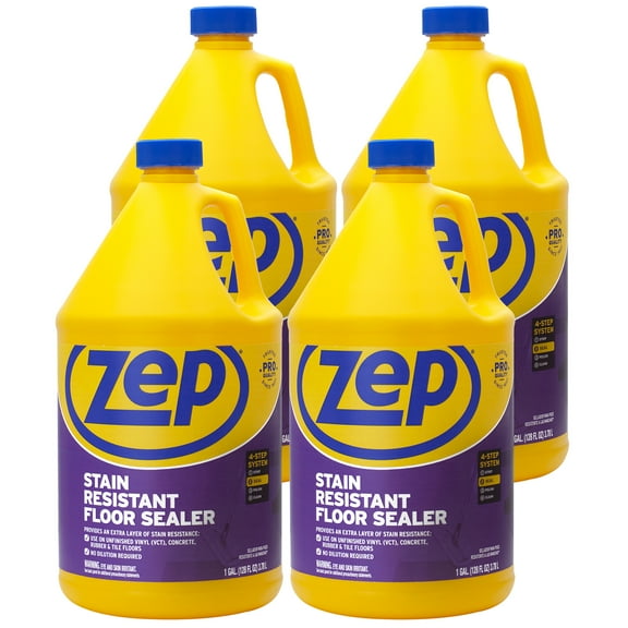 Zep Stain Resistant Floor Sealer - 1 Gallon (Case of 4) ZUFSLR128 - Protects Vinyl and Concrete Floors