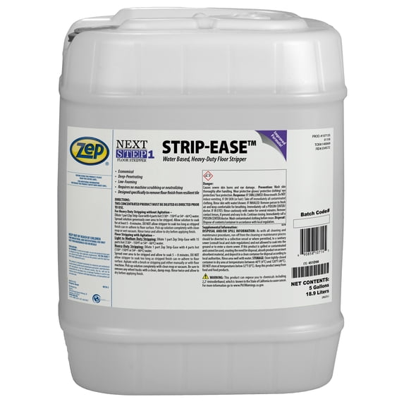 Zep Strip Ease Water Based Heavy Duty Floor Stripper - 5 Gallon (Case of 1) 107135 - Low Foaming, Deep Penetrating, Removes Finish, Polish and Heavy Buildup on Any Flooring Surface