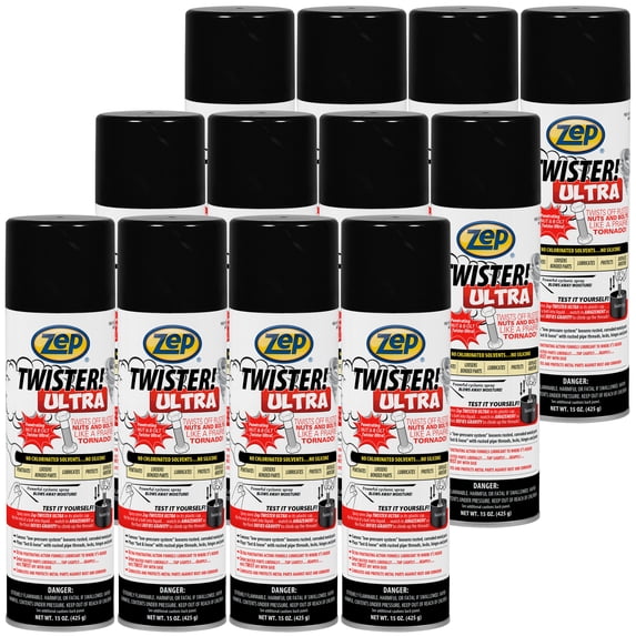 Zep Twister Ultra Penetrant - 15 oz (Case of 12) 652101 - Fast-Acting, Multi-Purpose, Protectant, Lubricant, Moisture Displacer, Corrosion Preventive and Cleaner
