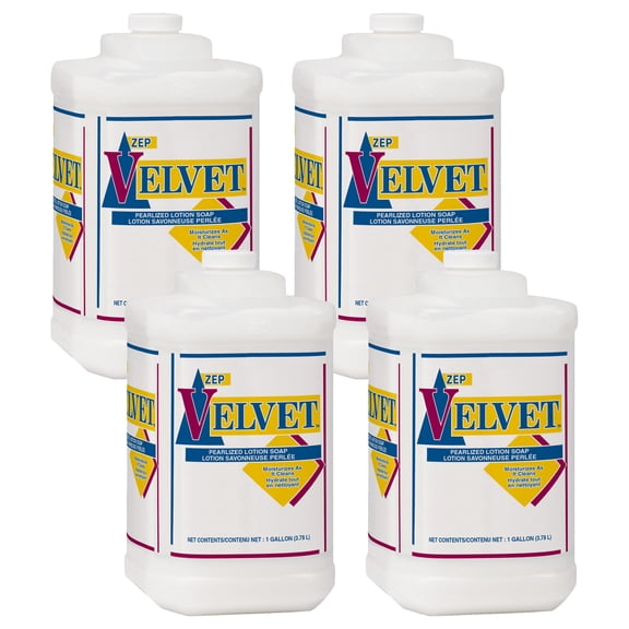 Zep Velvet Pearlized Lotion Soap - 1 Gallon (Case of 4) 95824 - Moisturizes as it Cleans, Pearlized, Emollient-Enriched, Leaves Hands Feeling Soft and Smooth