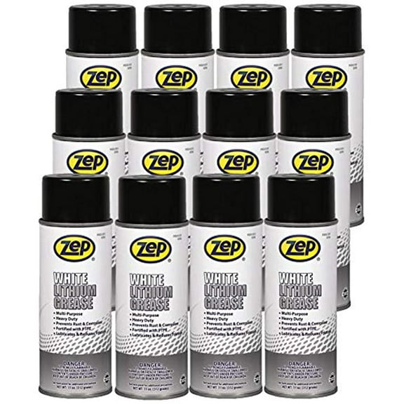 Zep White Lithium Grease 11 oz 331701 (Case of 12) Multipurpose, Aerosol Lubricant for All Metal to Metal Applications
