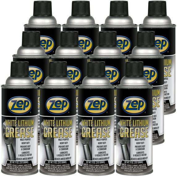 Zep White Lithium Grease - 11 oz (Case of 12) - 1047533 - Mult-Purpose, Heavy-Duty, Prevents Rust amd Corrosion, Lubricates and Reduces Friction