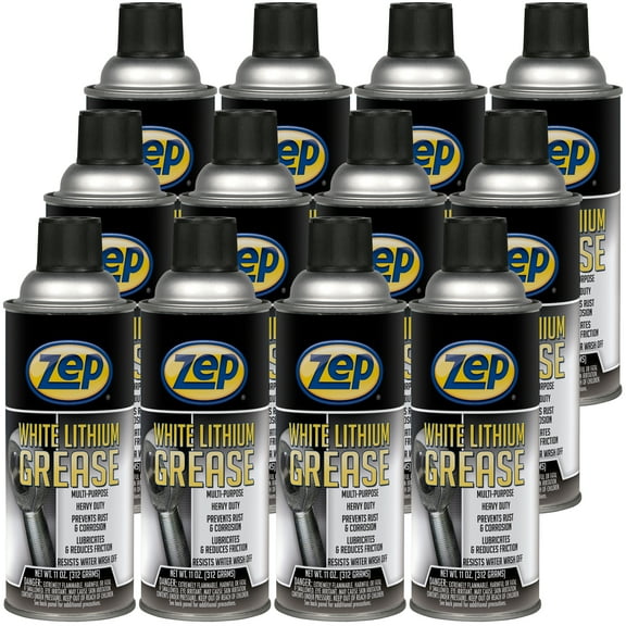 Zep White Lithium Grease - 11 oz (Case of 12) - 1047533 - Mult-Purpose, Heavy-Duty, Prevents Rust amd Corrosion, Lubricates and Reduces Friction