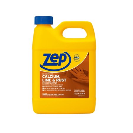 Zep ZUCAL32 Calcium, Lime & Rust Stain Remover, Light Yellow, 32 oz, Each