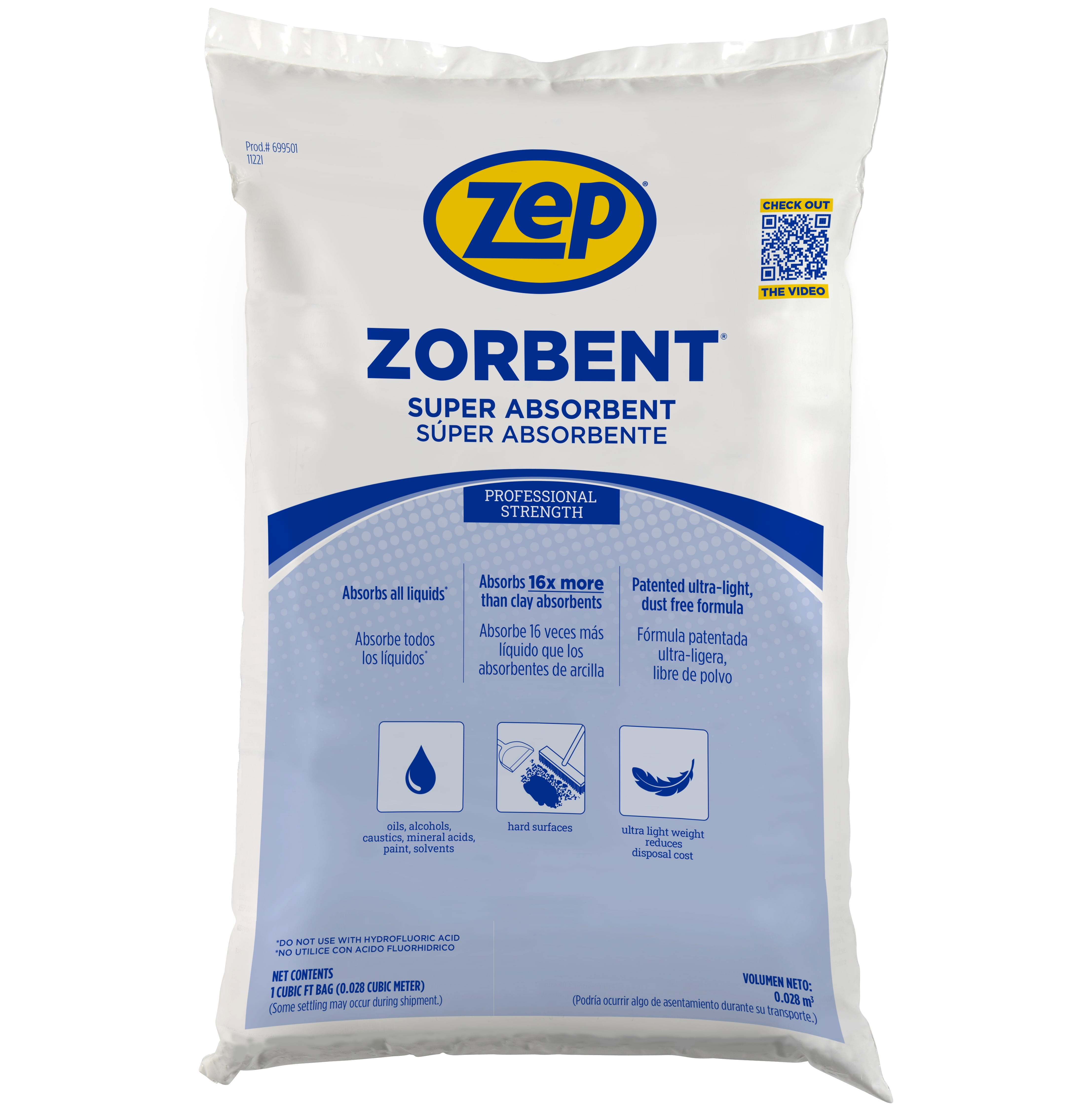 Zep Zorbent 1 Cubic Ft Bag, Absorbs 8-10x Weight, Environmentally