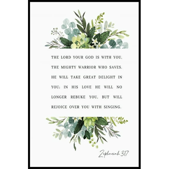Zephaniah 3 17 Wall Art, Bible Verse Wall Art, Scripture Wall Art, Christian Botanical Print