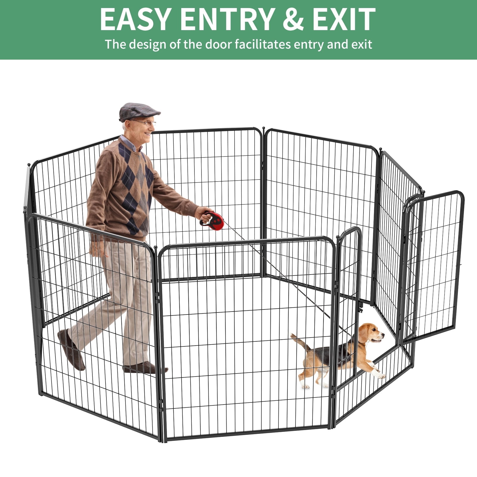 ZephyPaws Large Adjustable 1-Level Metal Outdoor Dog Wire