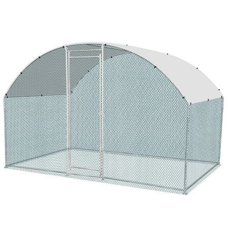 ZephyPaws 10 x 10 ft Large Metal Chicken Coop, Walk-in Poultry Cage Chicken Hen Run House with Waterproof Cover, Rabbits Cats Dogs Farm Pen for Outdoor Backyard Farm Garden