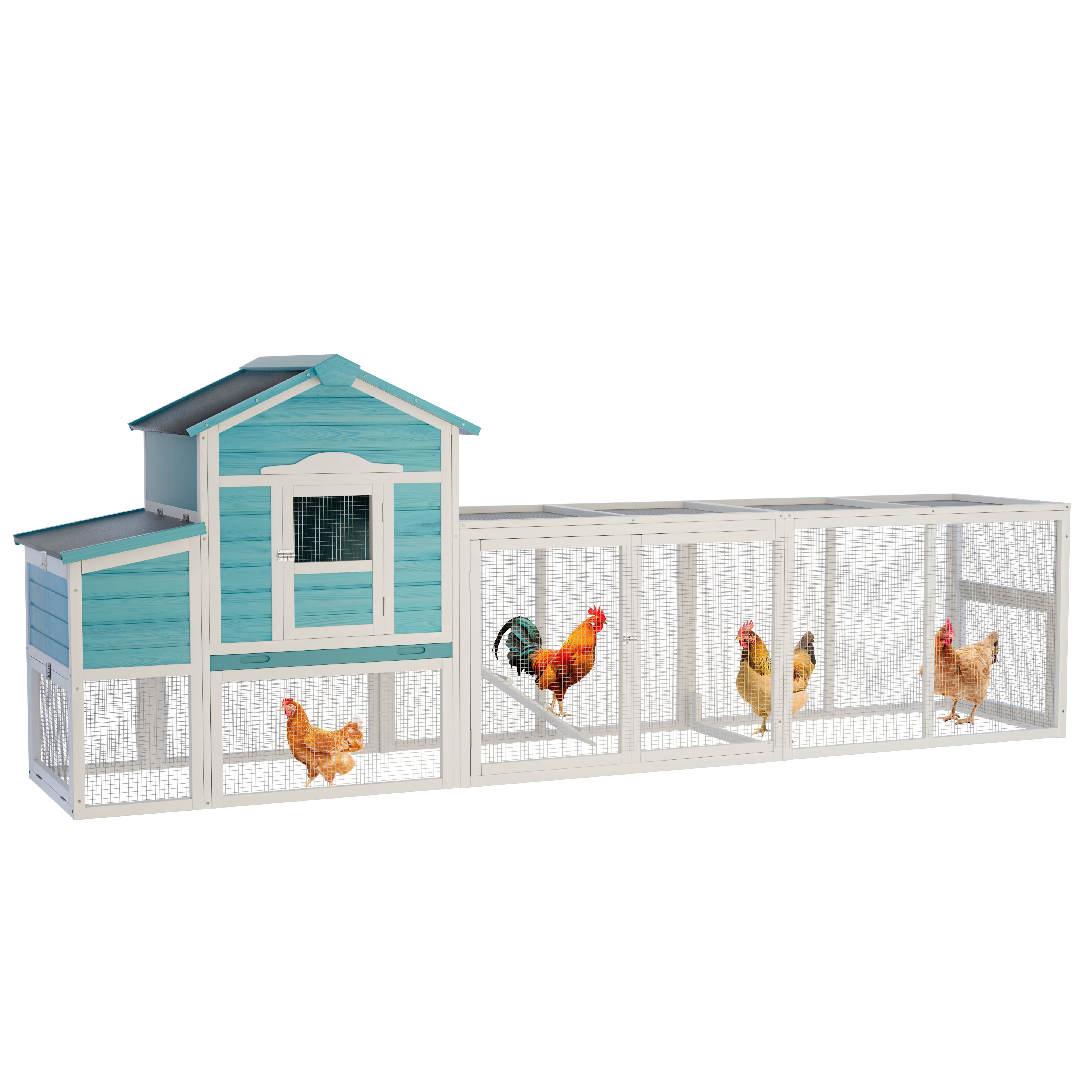 ZephyPaws 122in Outdoor Chicken Coop with Run for 4-6 Chickens,Hen ...
