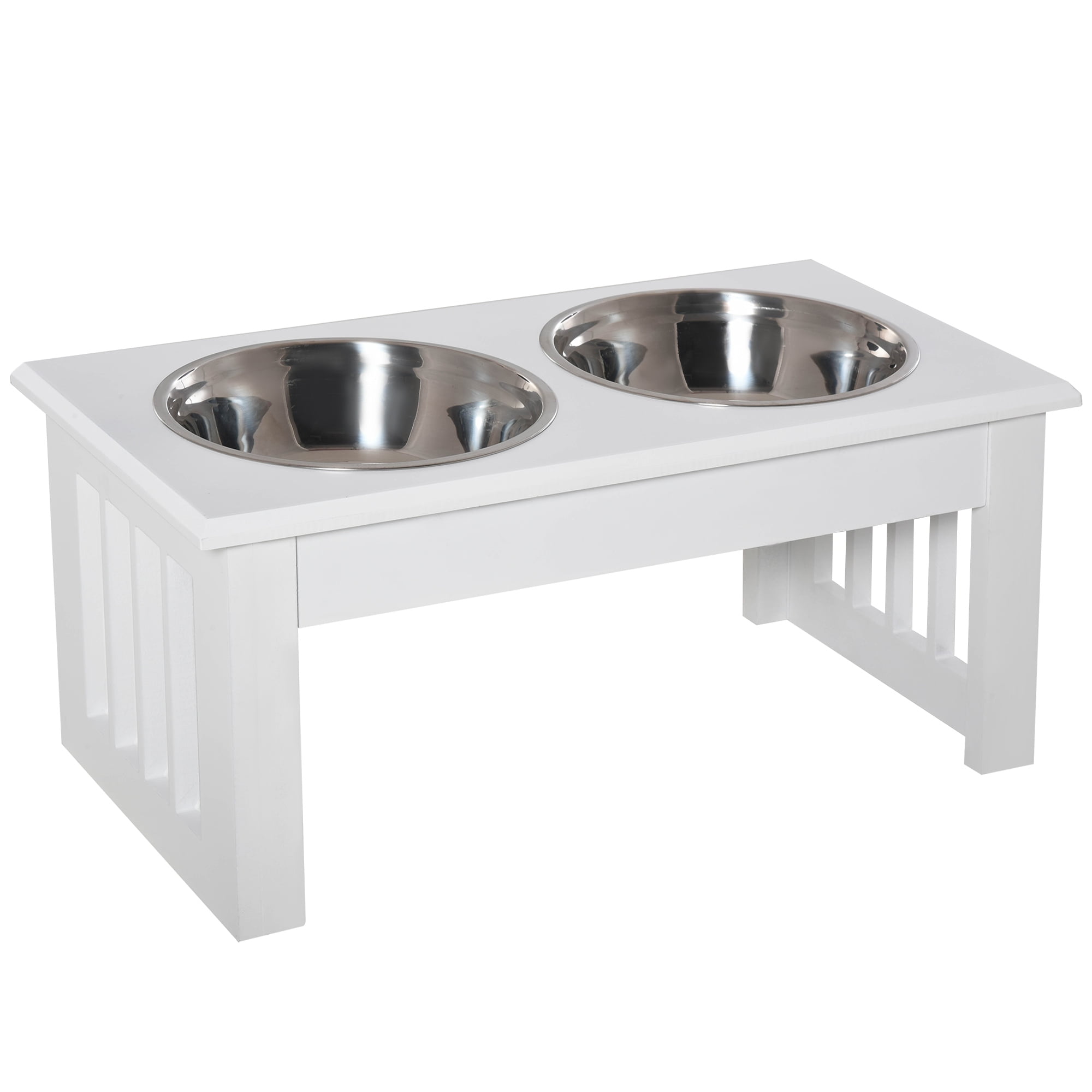 ZephyPaws 18" Elevated Dog Bowls Wooden Heavy Duty Metal Pet Food Bowl Elevated Feeding Station - Black