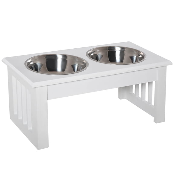ZephyPaws 18" Elevated Dog Bowls Wooden Heavy Duty Metal Pet Food Bowl Elevated Feeding Station - Black
