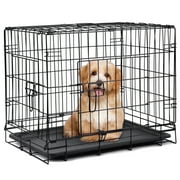 ZephyPaws 24" Pet Kennel Cat Dog Folding Steel Crate Animal Playpen Wire Metal,Black