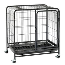 ZephyPaws 26 inch Dog Cage,Heavy Duty Foldable Dog Crate kennel for Small Dog with Wheels and Removable Tray,Black