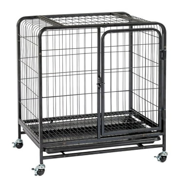ZephyPaws 26 inch Dog Cage,Heavy Duty Foldable Dog Crate kennel for Small Dog with Wheels and Removable Tray,Black