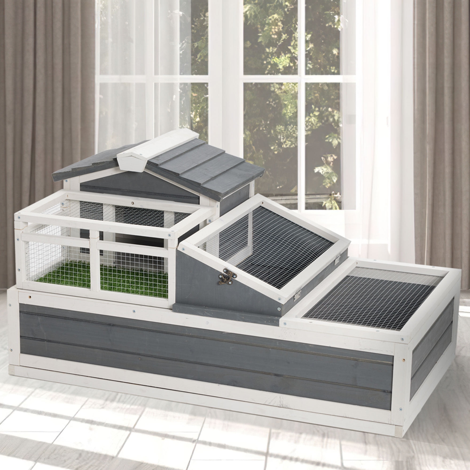ZephyPaws 3-Room Large Tortoise Habitat with Pull-Out Tray,Wooden ...