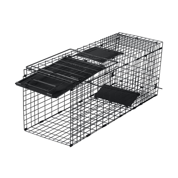 ZephyPaws 32" Live Animal Cage Trap,Heavy Duty Folding Raccoon Traps, Humane Cat Trap for Stray Cats,Raccoons,Squirrel,Skunk,Mole,Groundhog,Armadillo,Rabbit,Catch and Release,Black