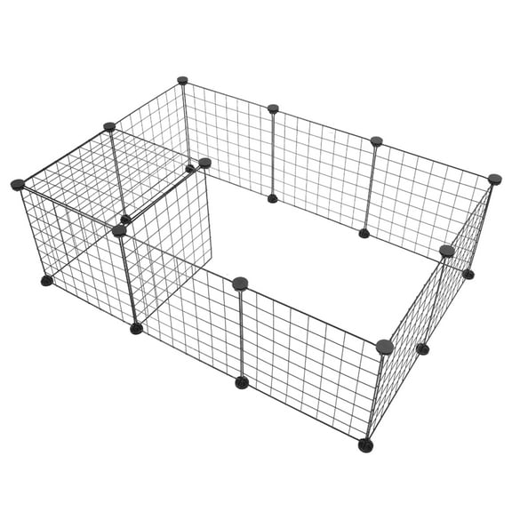 ZephyPaws 35"x35" 12 Panels Metal Pet Playpen, Indoor Outdoor Small Animal Wire Fence, Portable DIY Guinea Pig Rabbit Kennel Cage Tent, Heavy Duty Black