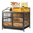 thumbnail image 1 of ZephyPaws 35in Dog Crate Furniture with Double Doors,Storage,Wooden Dog Cage for Large/Medium Dog Indoor,Hold up to 60 lbs,Rustic Brown, 1 of 10