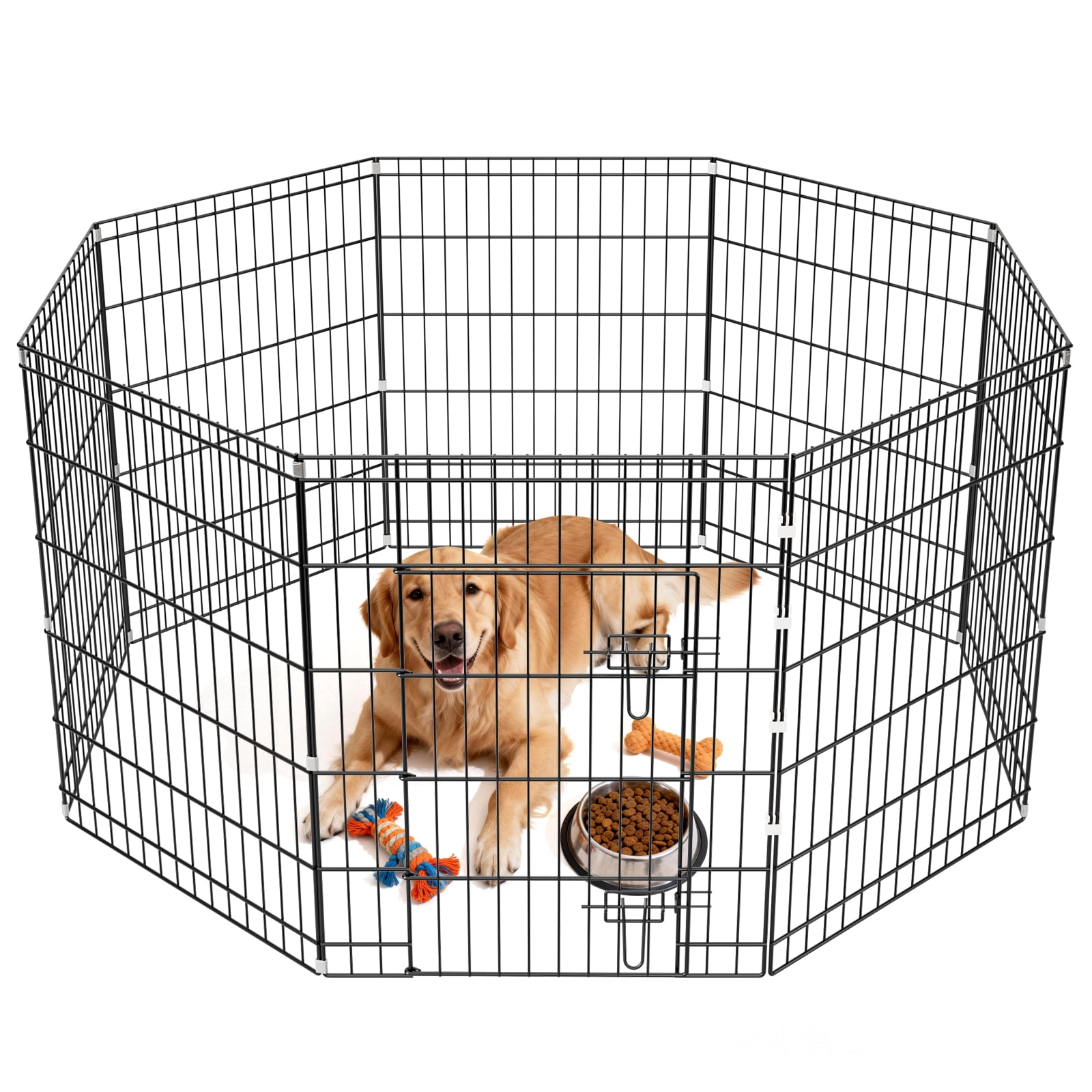 ZephyPaws 36" 8-Panel Dog Playpen with Door,Metal Puppy Playpen, Indoor Dog Play Pen,Pet Fence for Puppies/Small Dogs,Black