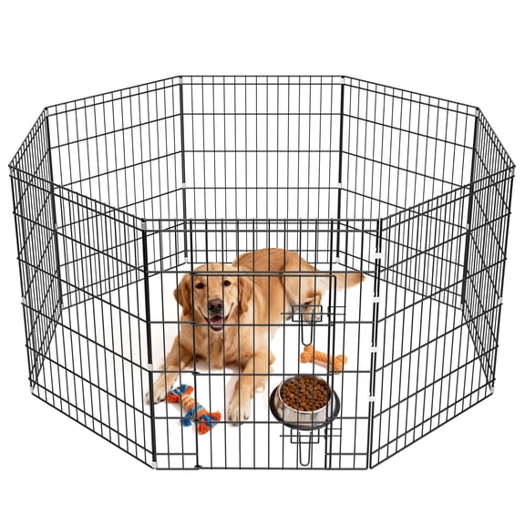 ZephyPaws 36" 8-Panel Dog Playpen with Door,Metal Puppy Playpen, Indoor Dog Play Pen,Pet Fence for Puppies/Small Dogs,Black