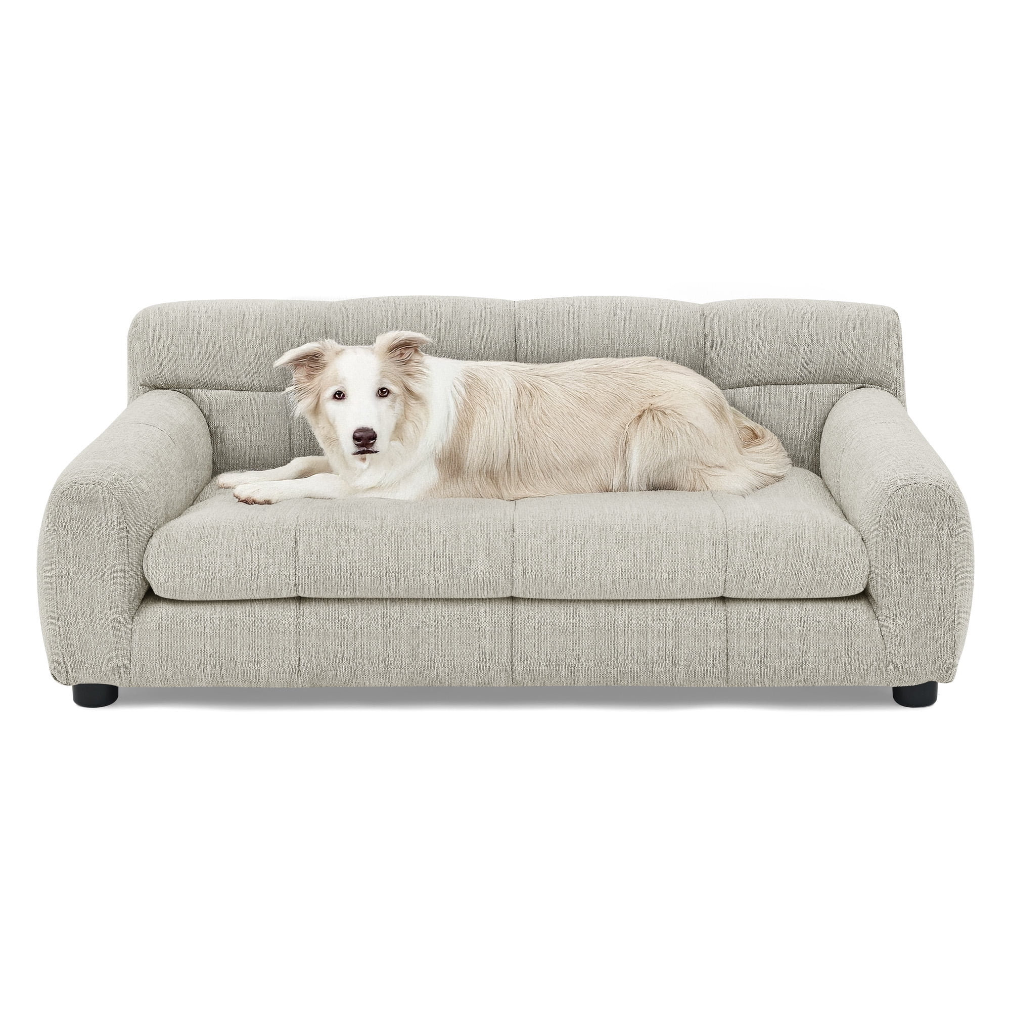 ZephyPaws 38" Dog Couch,Comfortable Dog Sofa Bed with Backrest and Armrests for Medium and Large Dogs,Linen Cozy Soft Cushion Pet Bed,Beige