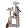 thumbnail image 1 of ZephyPaws 45-Inch Cat Tree, Cat Tower with Scratching Posts for Small Space, Cat Tree House for Indoor Cats with Condo, perches, Toys and Large Scratch Board, Light Gray, 1 of 9