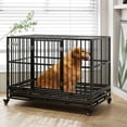 thumbnail image 1 of ZephyPaws 49 Inch Heavy Duty Dog Crate Kennel with Wheels,Indestructible Dog Crates for Large Dogs,Extra Large Dog Crate with Removable Dog Cage Tray,Two Locks (Black, Square), 1 of 8